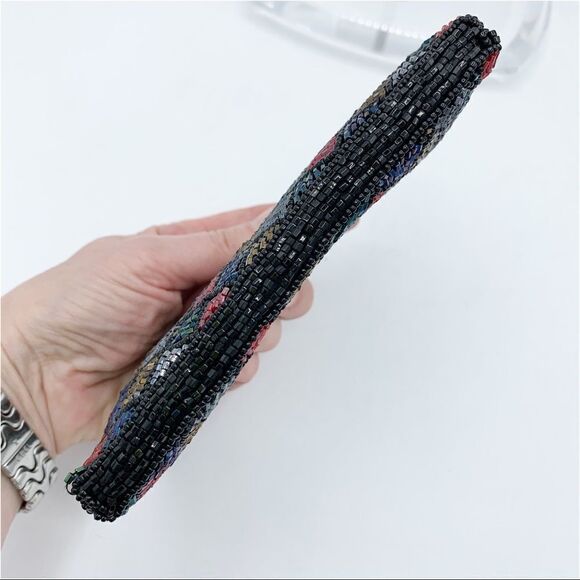 Neiman‎ Marcus Black and Jewel Tone Vintage Hand-Beaded Coin Purse Bag Small - Picture 3 of 10
